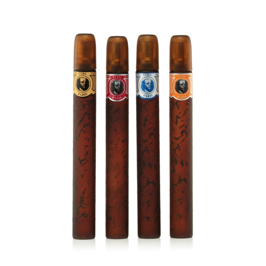 Cuba 4-piece variety set: Gold, Blue, Red and Orange Eau de Toilette sprays, 1.17 oz each