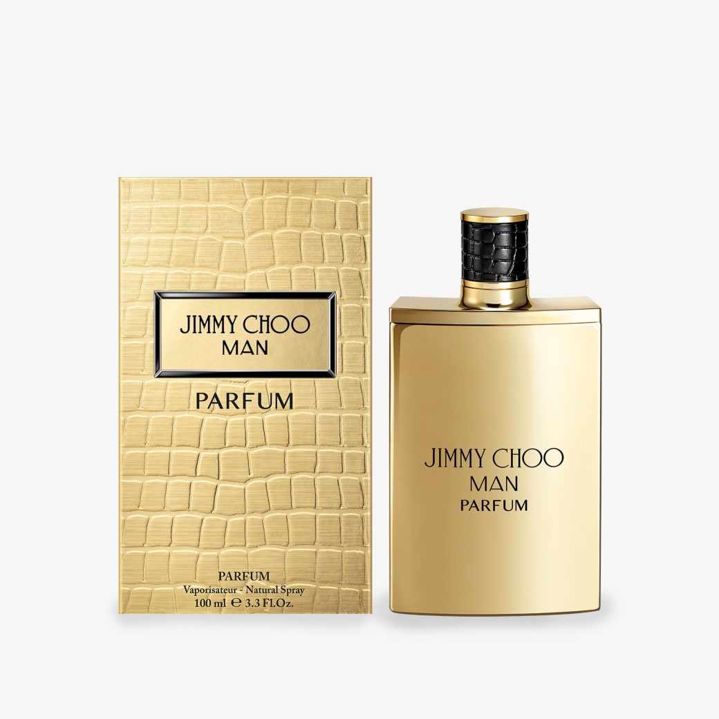 Jimmy Choo Man Parfum bottle with retail packaging box