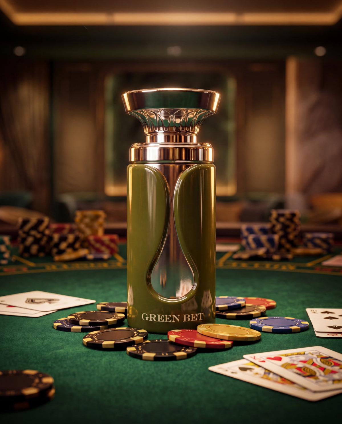 Paris Corner Green Bet for Men fragrance bottle close-up