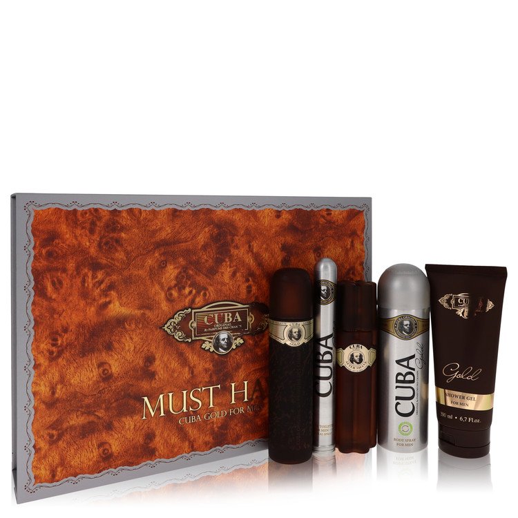 Cuba Gold 5-piece gift set: Eau de Toilette, travel spray, after shave, shower gel and body spray