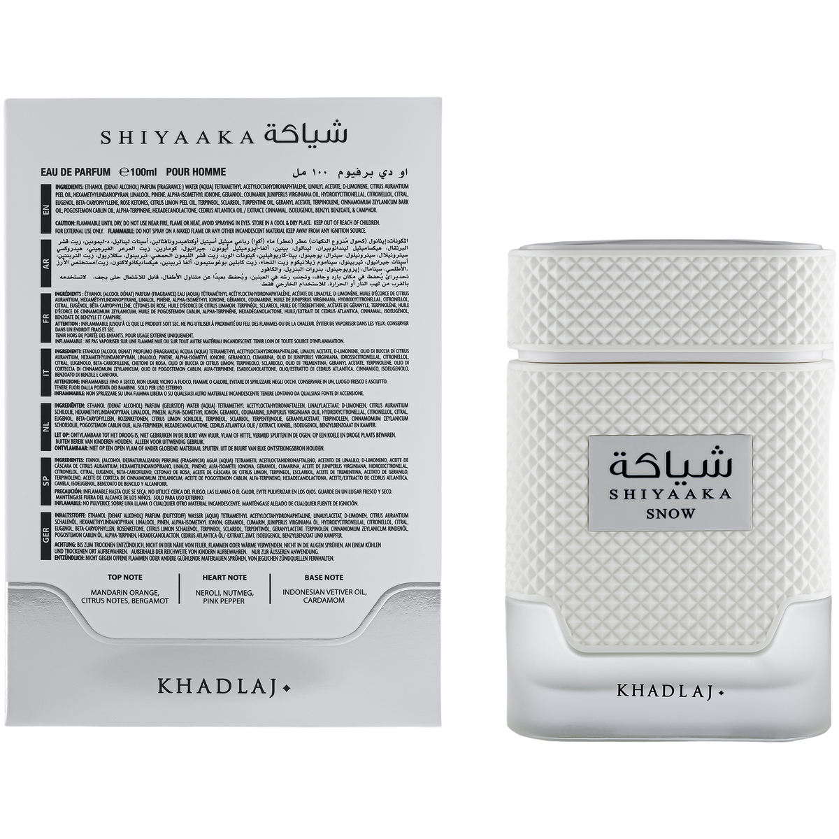 KHADLAJ SHIYAAKA SNOW EAU DE PARFUM FOR MEN 3.4 oz 100 ml