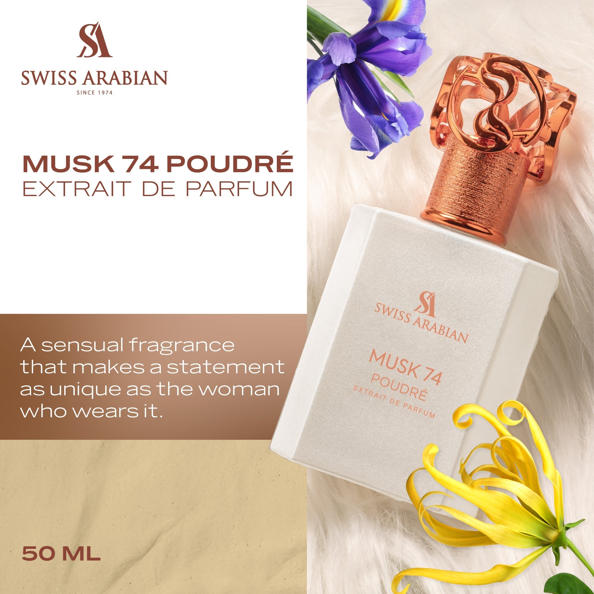 Musk 74 Poudré by Swiss Arabian 50ml Spray - Free Express Shipping
