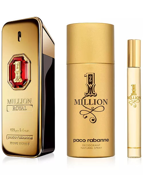 Paco Rabanne 1 Million Royal Gift Set 3.4 Parfum, 3.4 Body Spray, .34 T