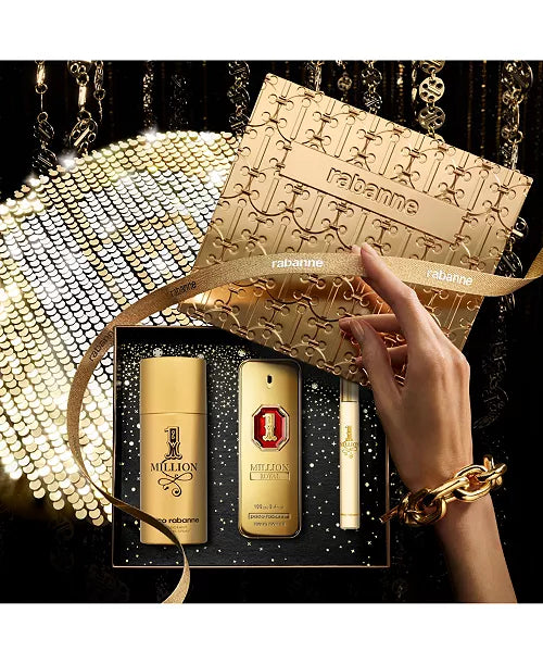 Paco Rabanne 1 Million Royal Gift Set 3.4 Parfum, 3.4 Body Spray, .34 T