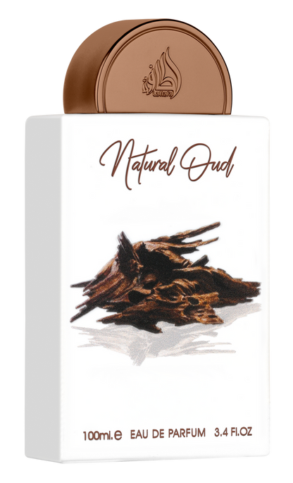 Lattafa Pride Natural Oud Eau de Parfum 3.4oz bottle side view, Unisex