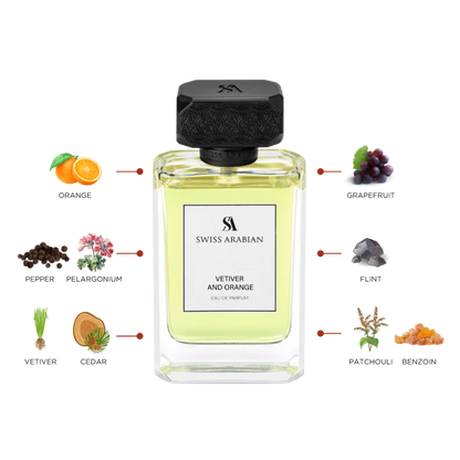 Swiss Arabian Vetiver & Orange Eau de Parfum 100ml bottle