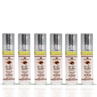 Al Rehab Choco Musk Marshmallow Perfume Oil box of 6, bottles shown