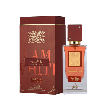 Lattafa Ana Abiyedh Scarlet EDP 60ml fragrance bottle