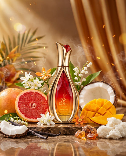 Kohl Luminous Extrait by Arabiyat Prestige with grapefruit, mango and coconut